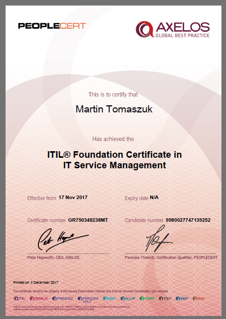 Martin Tomaszuk Zertifikat 